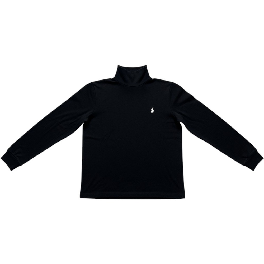 Ralph Lauren Turtleneck Top Mens Small Black Good Cotton Long Sleeve Pony Logo